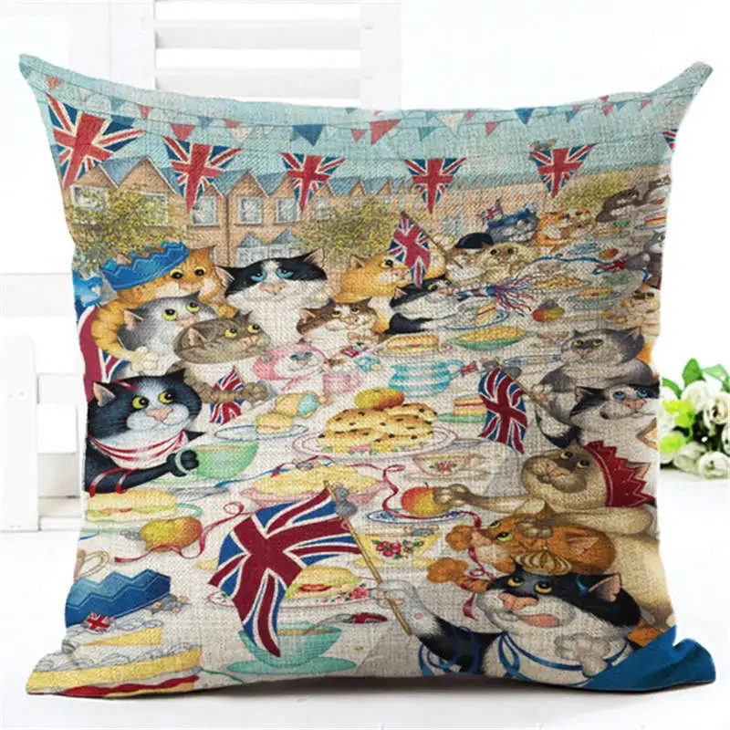 Leuke Kat Patroon Gedrukt Katoen Polyester Kussensloop Decoratieve Kussen Kussens Gebruik Voor Thuis Sofa Auto Kantoor Almofadas | Дом и сад