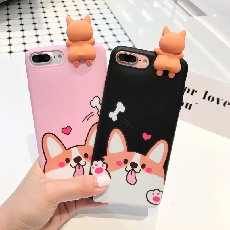 Для iphone 7 Plus 3D Welsh Corgi dog чехол для телефона s 6 6s 6plus 8 8plus милые игрушки собак мягкий