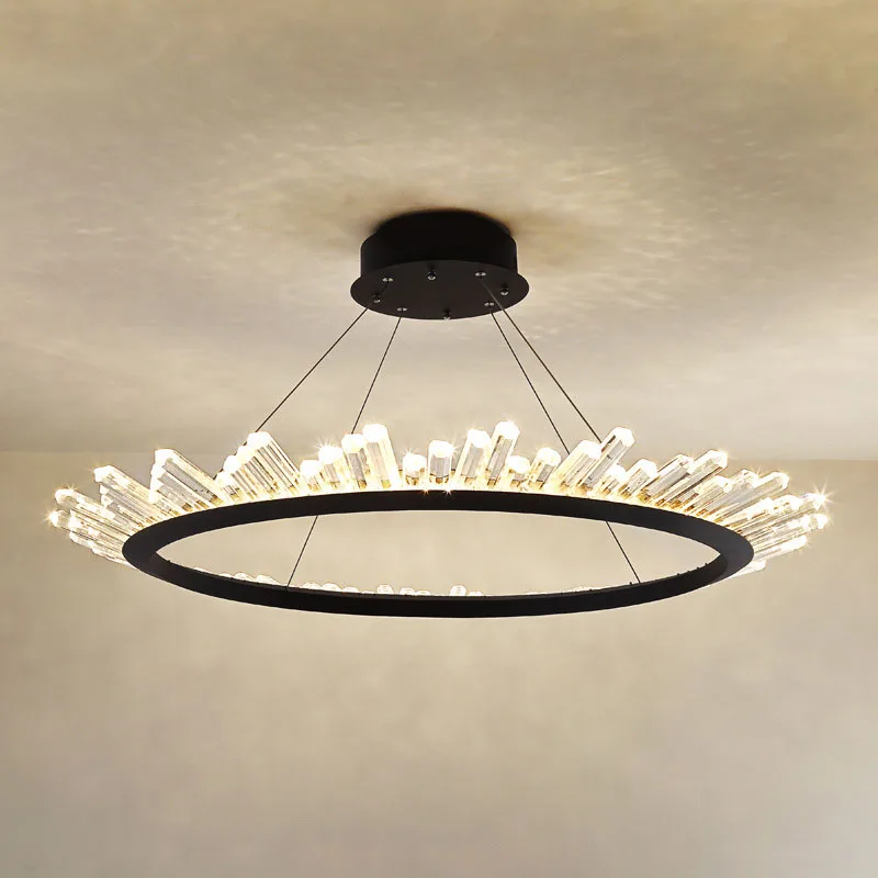 

Современная хрустальная Подвесная лампа, креативный Круглый круглый подвесной светильник для гостиной, спальни, кафе, ресторана, столовой