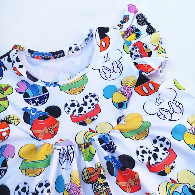 Remake Summer Girls Mickey Dresses Baby Sleeveless Milksilk Girl Pattern Clothes Ruffle Party Dress Princess | Детская одежда и
