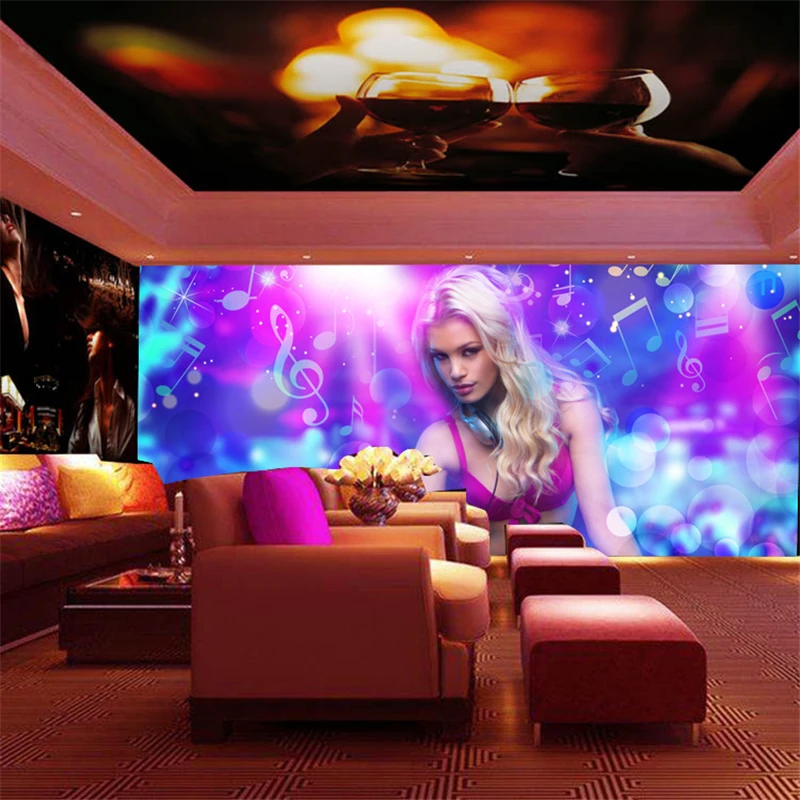 Настенные обои beibehang KTV 3D для бара ночного клуба сексуальной девушки красоты