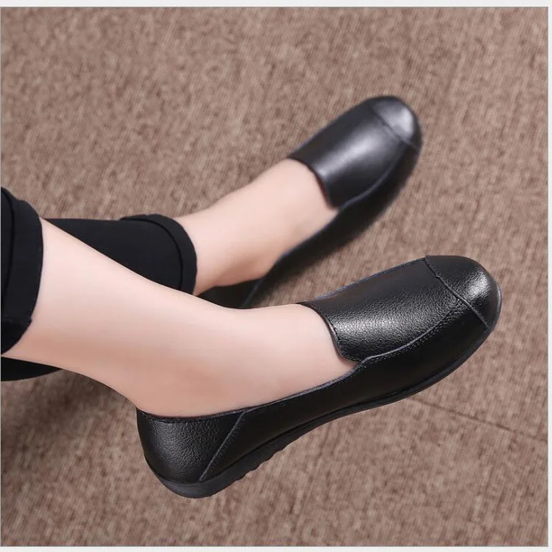 Women Flats 2021 Spring Summer Genuine Leather Flat shoes Large Size White Nurse Shoes Fashion Ballet Loafers | Обувь