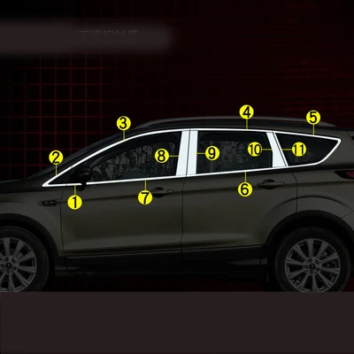 Stainless Steel Full Window Frame Molding Trim Strips With Center Pillars For Ford Kuga Escape 2013- C520 Car Styling - Цвет: 22pcs