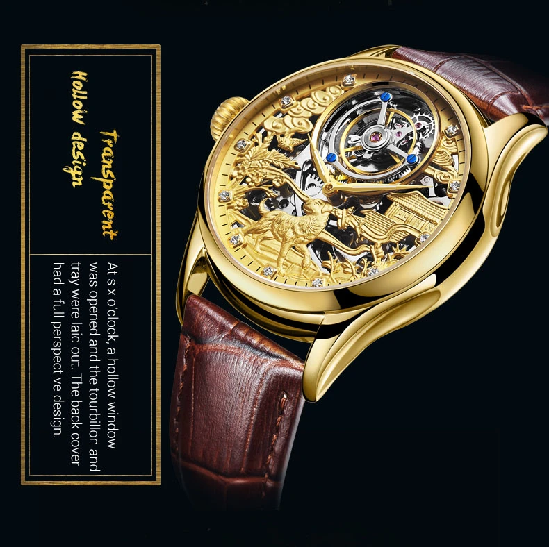 Tourbillon механические часы мужские Лидирующий бренд часы сапфировые зеркальные ручной обмотки полый ход Мужские t собака циферблат часы Saat