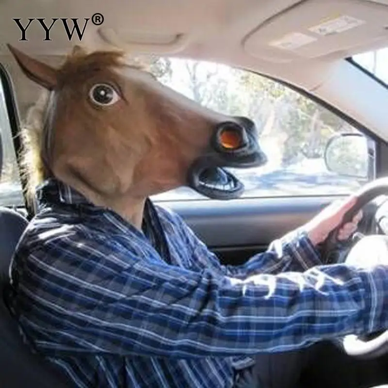 Забавная маска в виде лошади на Хэллоуин, латексная жуткая маска в виде головы лошади, костюм животного, реквизит для театральных розыгрышей, сумасшедшие Вечерние Маски для Хэллоуина
