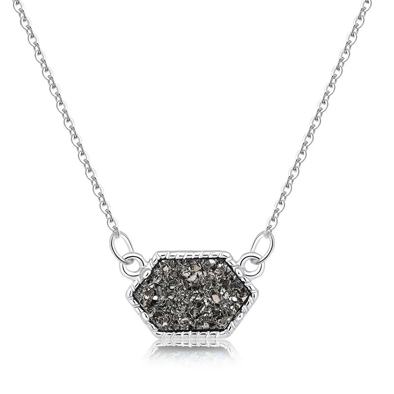 14 цветов, ожерелье Druzy Drusy, модное овальное ожерелье из искусственного камня, Позолоченное серебряное Брендовое ювелирное изделие для женщин и девушек