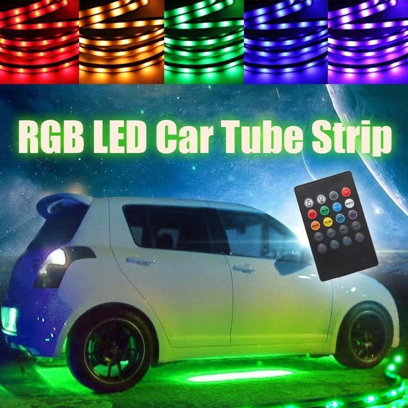 60/90 см автомобиль RGB Светодиодные ленты 5050 SMD DC12V 6000 K RGB Светодиодные ленты под Автомобильная трубка Underglow днища Системы неоновый свет комплект Лидер продаж