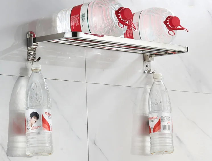 

Stainless Steel Folding Towel Rack Hanging Bar with Hooks Multifunctional Bathroom Hardware Towel Rack Bathroom Accessories
