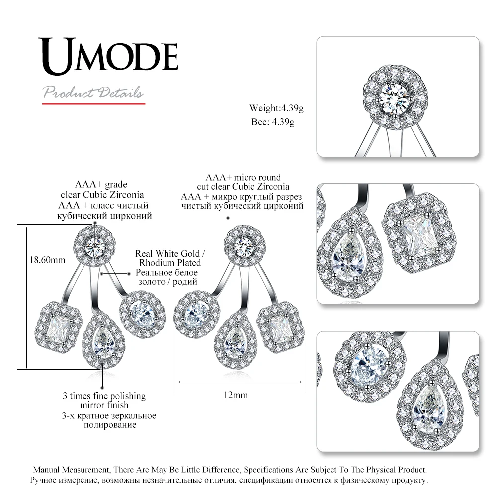 UMODE Креативный новый дизайн четыре овальные квадратные круглые серьги AAA CZ