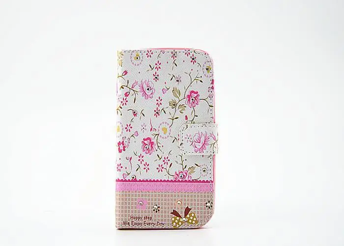 For LG L90 d405 Elegant Flowers Rhinestone Inlaid Card Holder Leather Case for D405 D405N 1pcs free shipping |