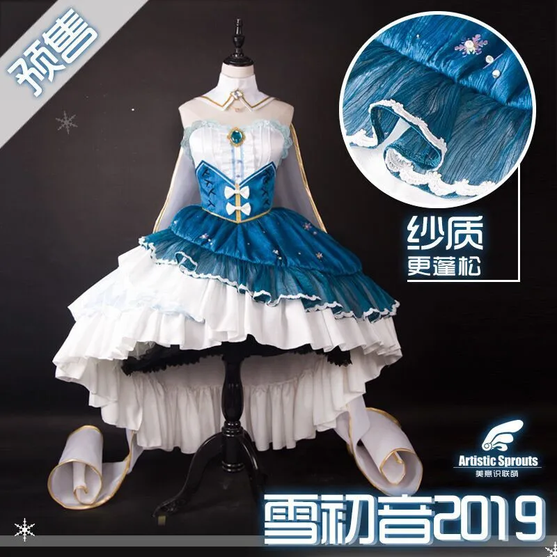 Новинка года; Лидер продаж; Карнавальный Костюм Vocaloid для девочек; костюм снежной Мику и снежной принцессы; синий костюм на Хэллоуин для женщин