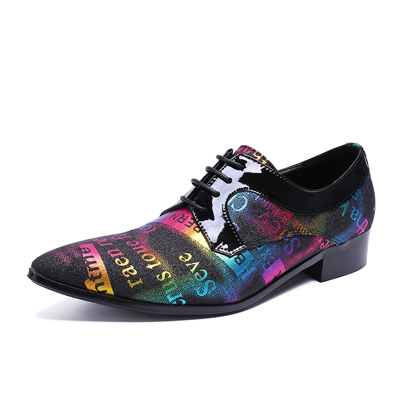 

Italy Man Pointed Toe Fashion Dress Wedding Prom Party Leather Oxfords Shoes 2018 Lace up Male Spring Real Leather Oxfords