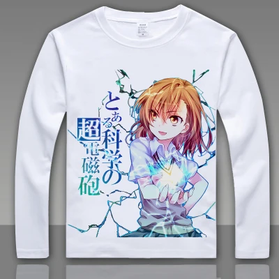 Модная футболка Toaru Kagaku no Railgun Misaka Mikoto для косплея, футболка с длинным рукавом, аниме топы футболки для мужчин и женщин, футболка L004 - Цвет: 14