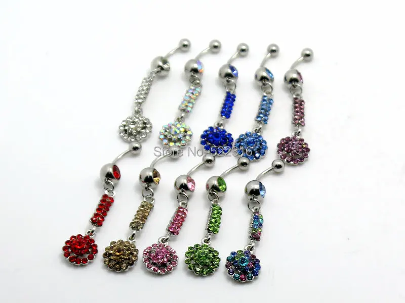 10 шт./лот смешанные цвета украшения для пирсинга пупка с цветком Висячие присинг