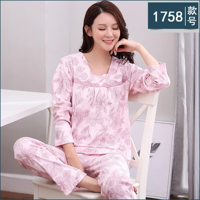 model 15 Xxxl фиолетовая Женская пижама 4XL с длинным рукавом из хлопка размера плюс женская пижама xxxl 4x пижамные комплекты весна-осень - Цвет: model 15