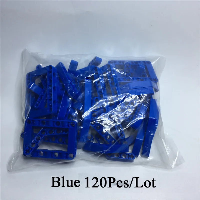 120Pcs Mix Blue Набор деталей MOC Technic, 120 шт., соединитель для рамы, штырьковый разъем, модель игрушек для детей, совместима с 32348, 6629, 32271, 32009 - Цвет: 120Pcs Mix Blue