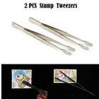 Новинка 2 шт. Пинцет из нержавеющей стали марки Philately коллектор инструменты прямые Лопата Тонг