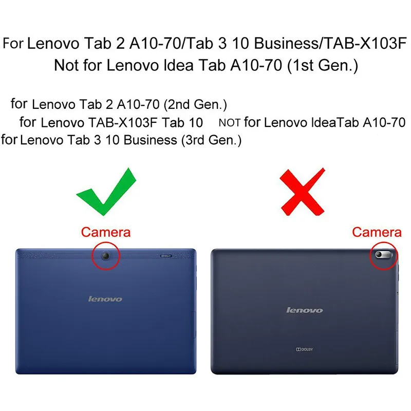 

360 Rotating PU Leather Case For Lenovo Tab 2 A10-70F/L A10-30 X30F/M Tab 3 X70 X70F X70M Tab 10 TB-X103F X103F Case