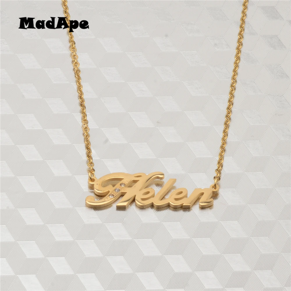 Ожерелье MadApe с именем Хелен индивидуальное ожерелье из нержавеющей стали для