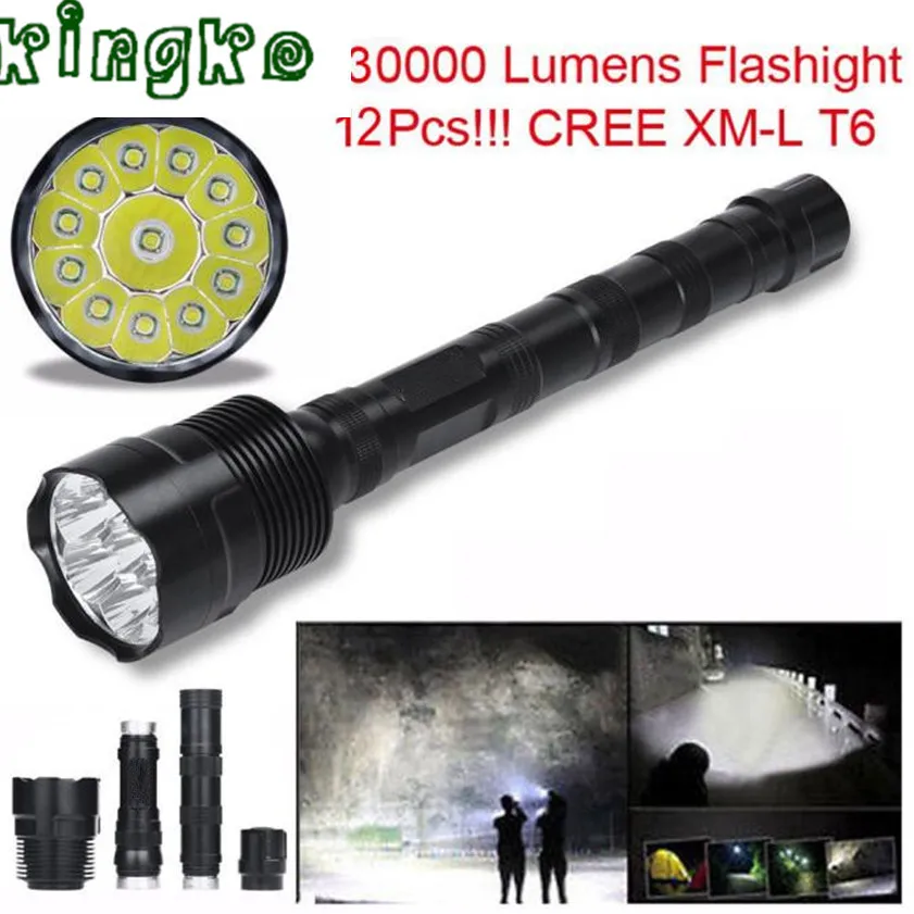 Высокое качество zaklamp 30000 люмен фонарик 12x CREE XML T6 5 Режим 18650 супер яркий светодиодный фонарик 1,18
