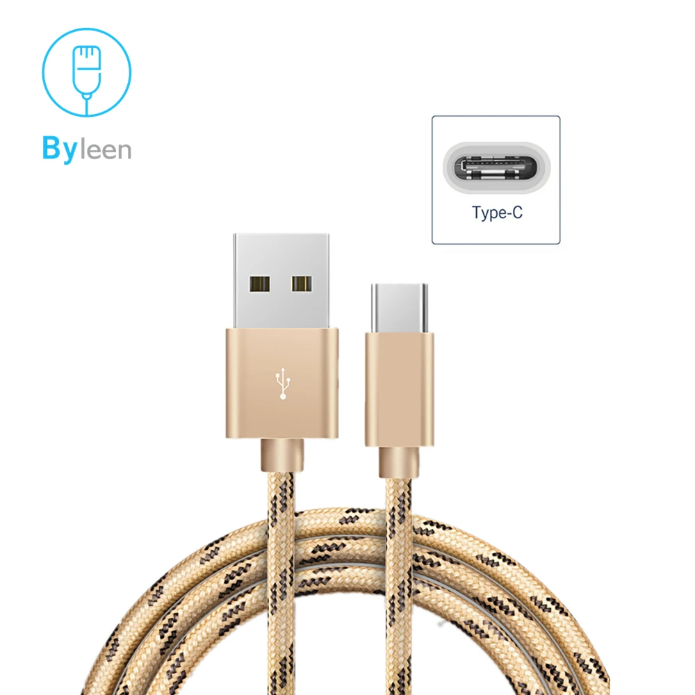 Byleen USB Тип C зарядное устройство 25 см короткое 1/2/3 м длинная нейлоновая линия для