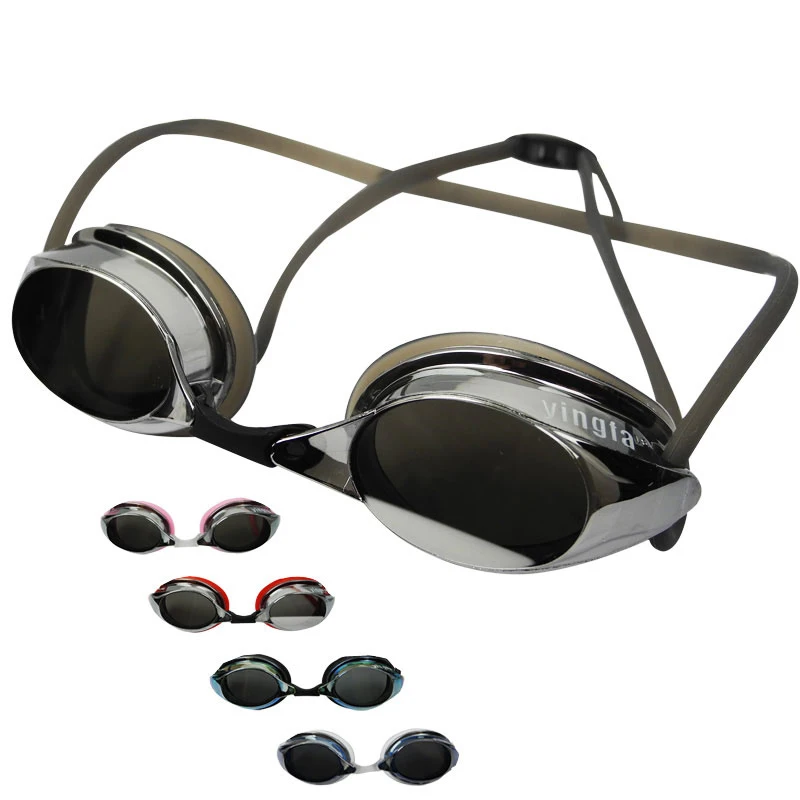 HD очки серебряная оправа мужские плавательные хромированные водонепроницаемые