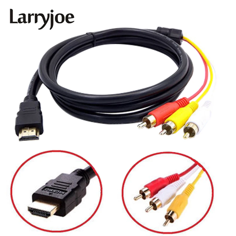 Larryjoe Новое поступление 5 футов 1080P HDTV HDMI штекер на 3 RCA Аудио Видео AV кабель