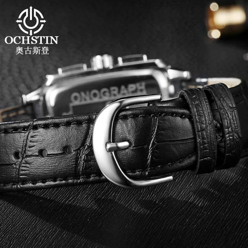 Роскошные брендовые OCHSTIN 2017 военные часы Мужские кварцевые аналоговые с кожаным
