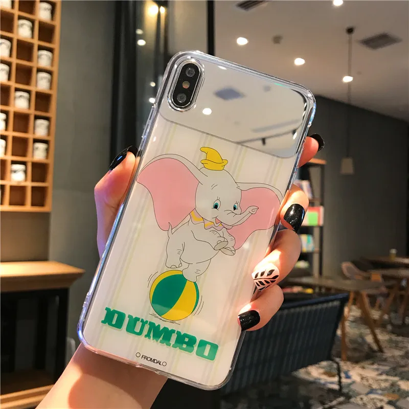 laser white Dumbo mirror face super personality case for iphone 6 7 8 Plus X XR XS MAS phone cases |