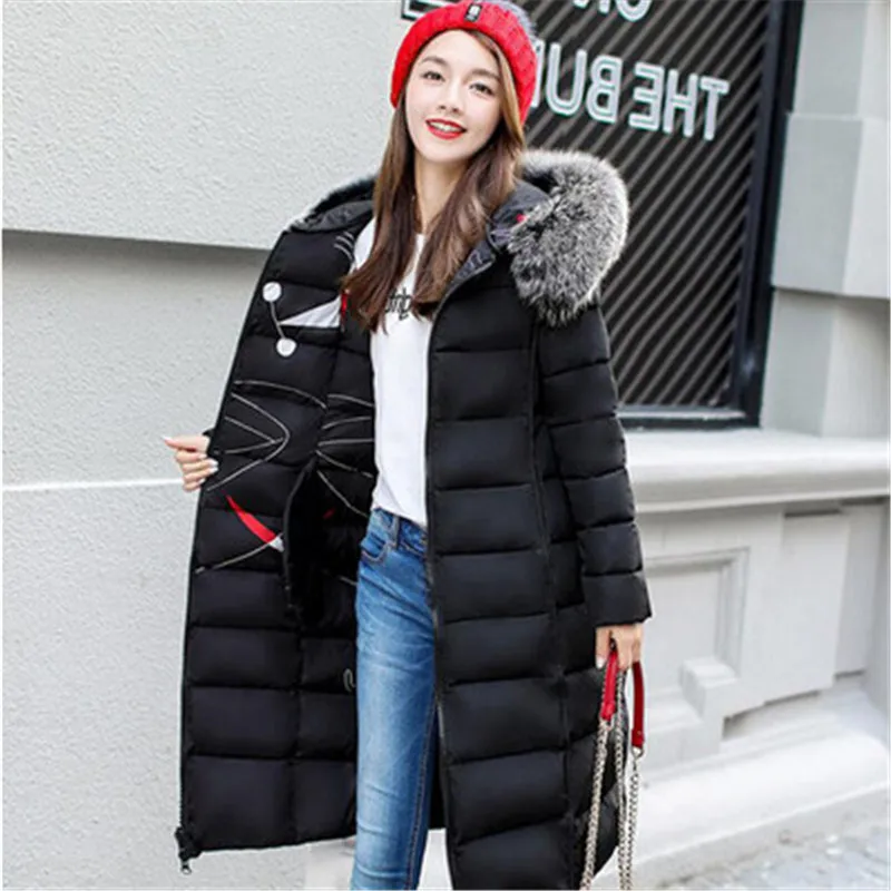 2018 зимняя новая модная дикая одежда с длинным рукавом капюшоном и меховым