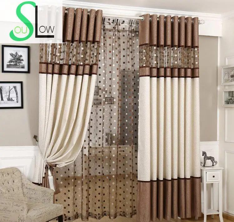 

Slow Soul Brown Gray European Luxury Curtains Bird Nest Spliced Curtain Linen Tulle For Living Room Kitchen Bedroom Roman Sheer