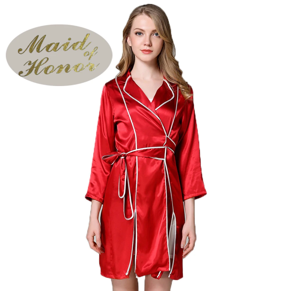 Red Maid of Ho R20 Короткое Кимоно пижамы Ночная рубашка Свадебная вечеринка готовая халат ночная рубашка для женщин - Цвет: Red Maid of Ho