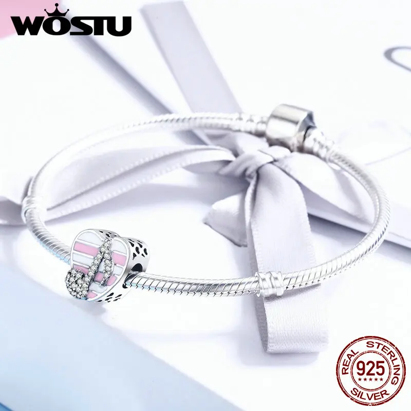 WOSTU, модный,, 925 пробы, серебряный, романтическая, музыкальная нота, сердце, бусины, подходит для браслета, прозрачный, CZ, ювелирное изделие, подарок CQC451