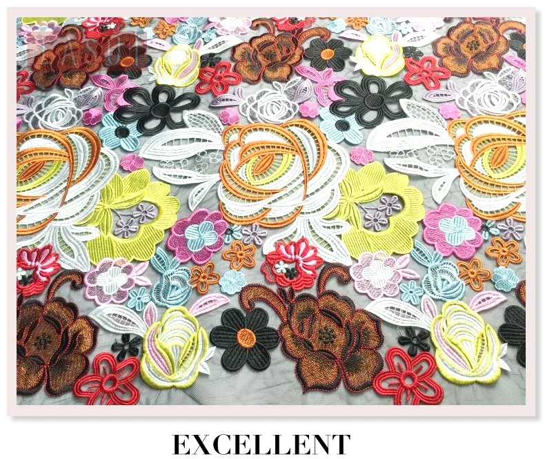

1yard/lot NEW Multicolor thickened organza encryption embroidery flower lace fabric hard gown dress DIY Pretty gorgeous 0033