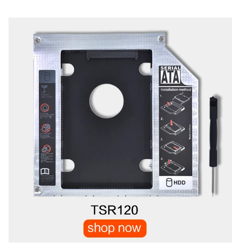 TISHRIC Универсальный алюминиевый пластиковый 2-ой HDD Caddy 12,7 мм SATA3.0 CD-ROM 7-12,5 мм 2," SSD чехол для жесткого диска для ноутбука