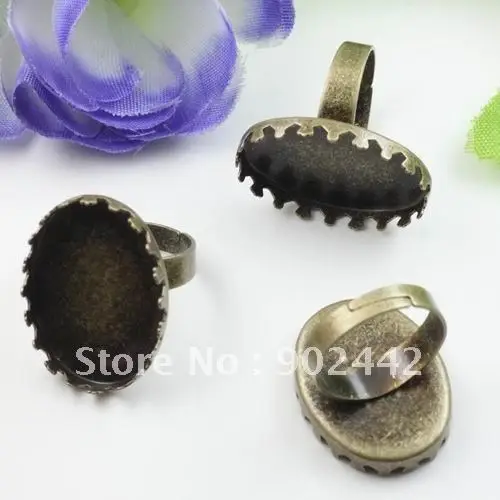 Регулируемое кольцо на палец из античной бронзы и меди 25*18 мм 300 шт.|blank ring base|blank