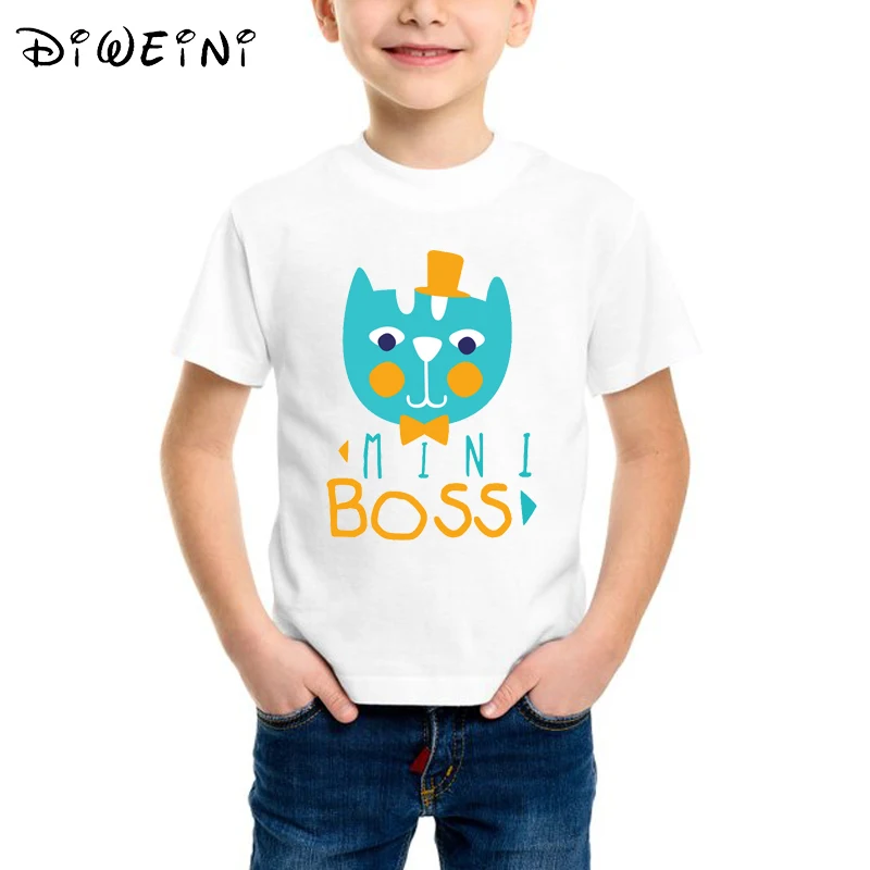 2019 Забавные футболки с принтом Корона Мини надписью Boss для маленьких мальчиков