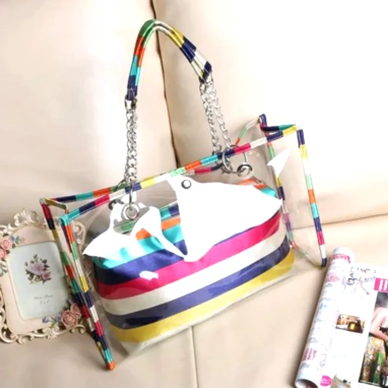 Женская прозрачная сумка FONTO2019 желеобразная для мамы Большая вместительная в