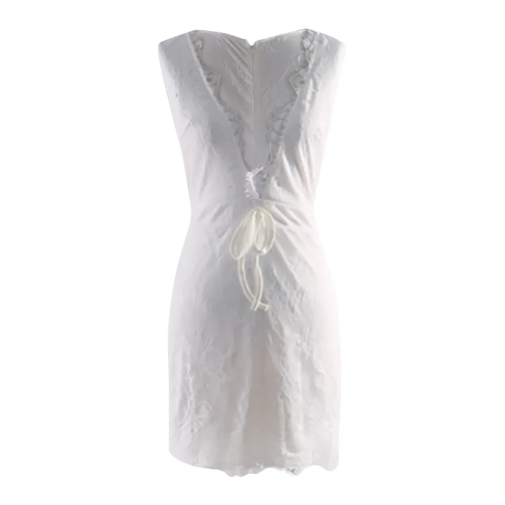 Женское кружевное платье с глубоким v образным вырезом и открытой спиной на лето