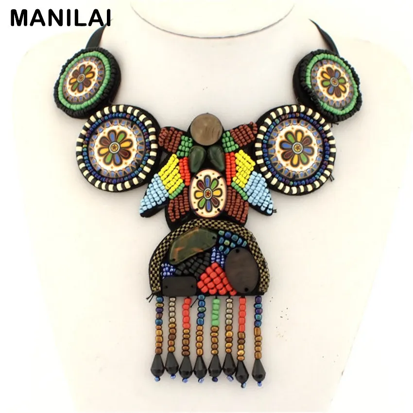 Богемные аксессуары модное национальное ожерелье из смолы керамический