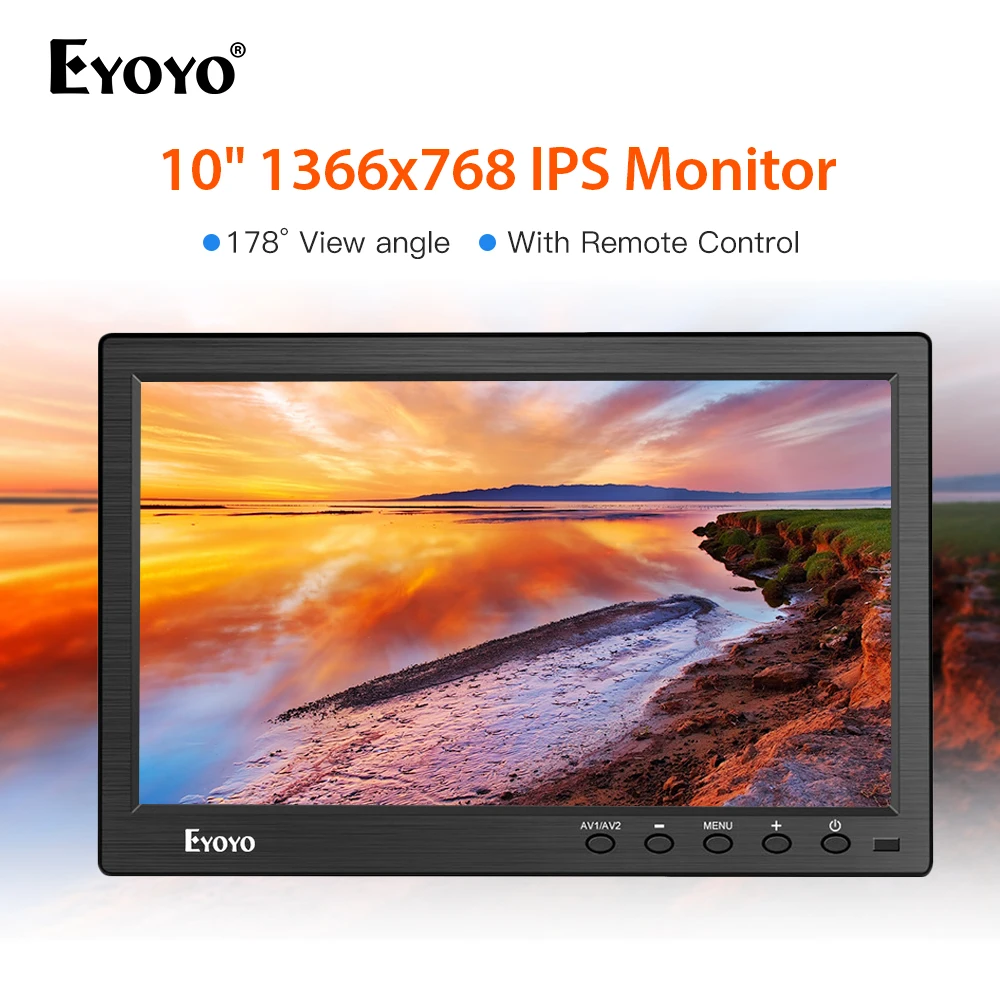 Eyoyo 10 inch 1366x768 HDMI portable usb monitor Kitchen IPS LCD Screen Display DVD Input Remote Control CCTV Camera | Компьютеры и