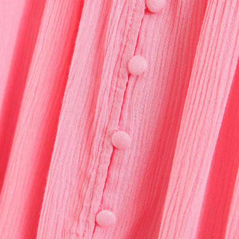 Женский однотонный комбинезон с v образным вырезом плиссированный пуговицами и