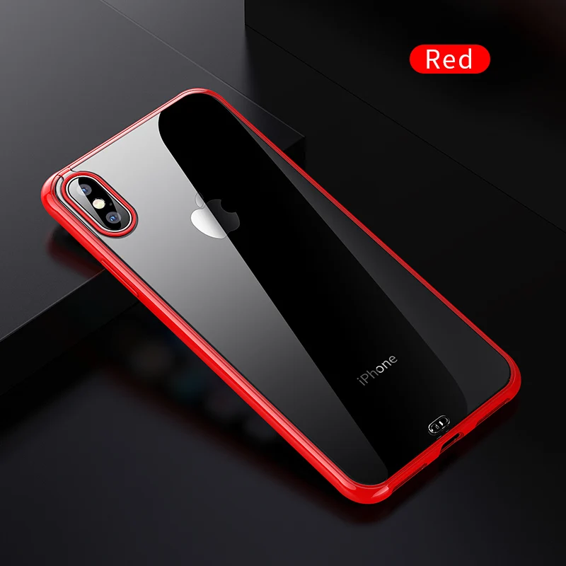 Red Ультратонкий силиконовый защитный чехол для iPhone X, Xr, XS, Max, мягкий прозрачный чехол из ТПУ для iPhone 8, 7, 6 Plus, чехол для apple - Цвет: Red