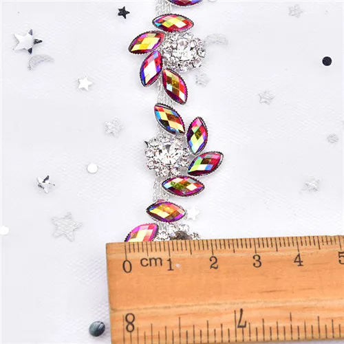 style 2 2cm width Новинка, 20 см/Лот, стразы, стеклянная цепочка с цветком со стразами, смешанные цвета, свадебная отделка, ПРИШИТАЯ одежда, сделай сам, аксессуары для сумок/обуви/одежды - Цвет: style 2 2cm width