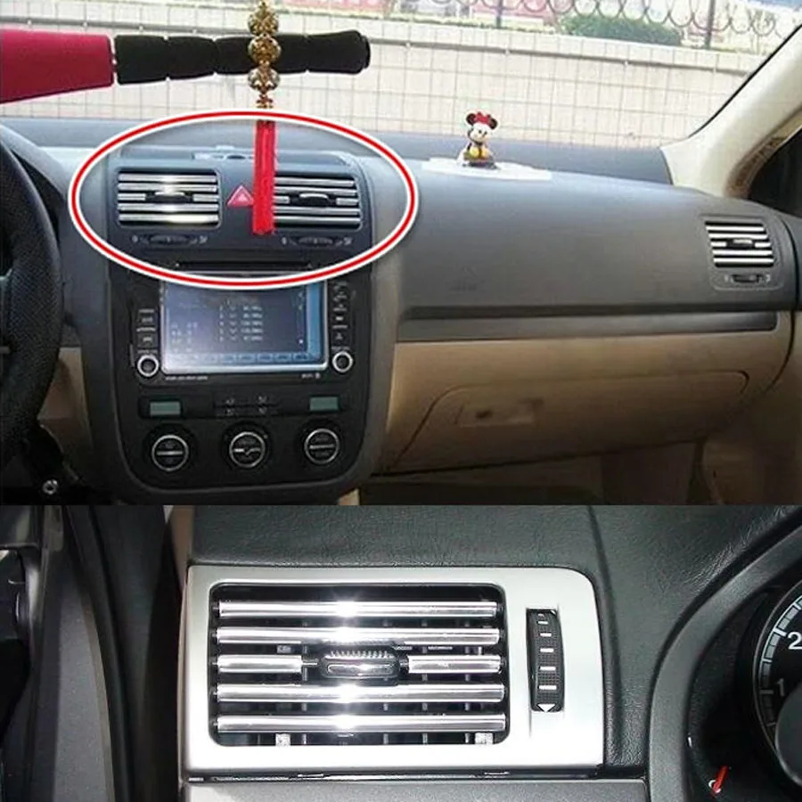 

Car-Styling Interior Strips Air Conditioner Outlet Vent Grille Chrome Trim Decoration Strip Brand Stickers Silver Black 1-3M