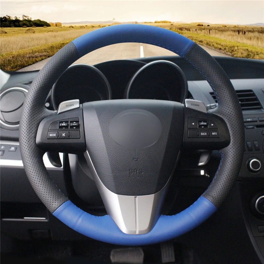 MEWANT цвет: черный синий кожаный чехол на руль для Mazda 3 Axela 2008-2013 CX-7 CX7 2010-2016 mazda 5 2011-2013