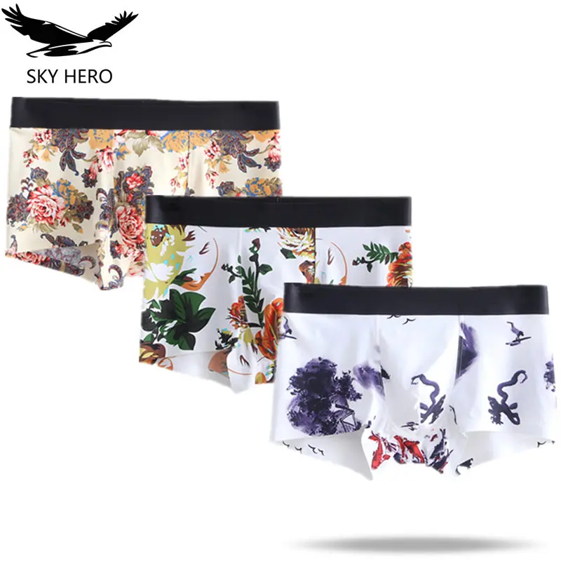 Мужские трусы 3 шт./лот тонкое нижнее белье мужские боксеры шорты свободные