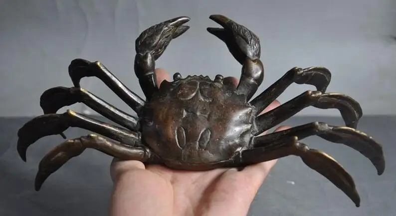 Старый китайский фэншуй бронза благоприятный Краб Крабы животных восемь Fang