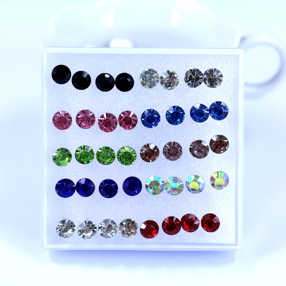 Бесплатная доставка фабричные дешевые 6 мм блестящие стразы AA пластиковые серьги