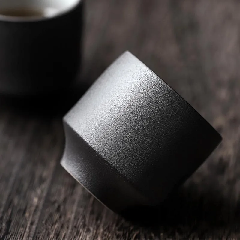 Винтажная чайная чашка 95 мл черная керамическая керамика маленькая чаша для чая